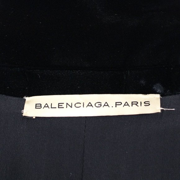 Balenciaga Paris Black Wool Silk Velvet Trim Jacket Single Breasted Blazer 38 S - Picture 6 of 7
